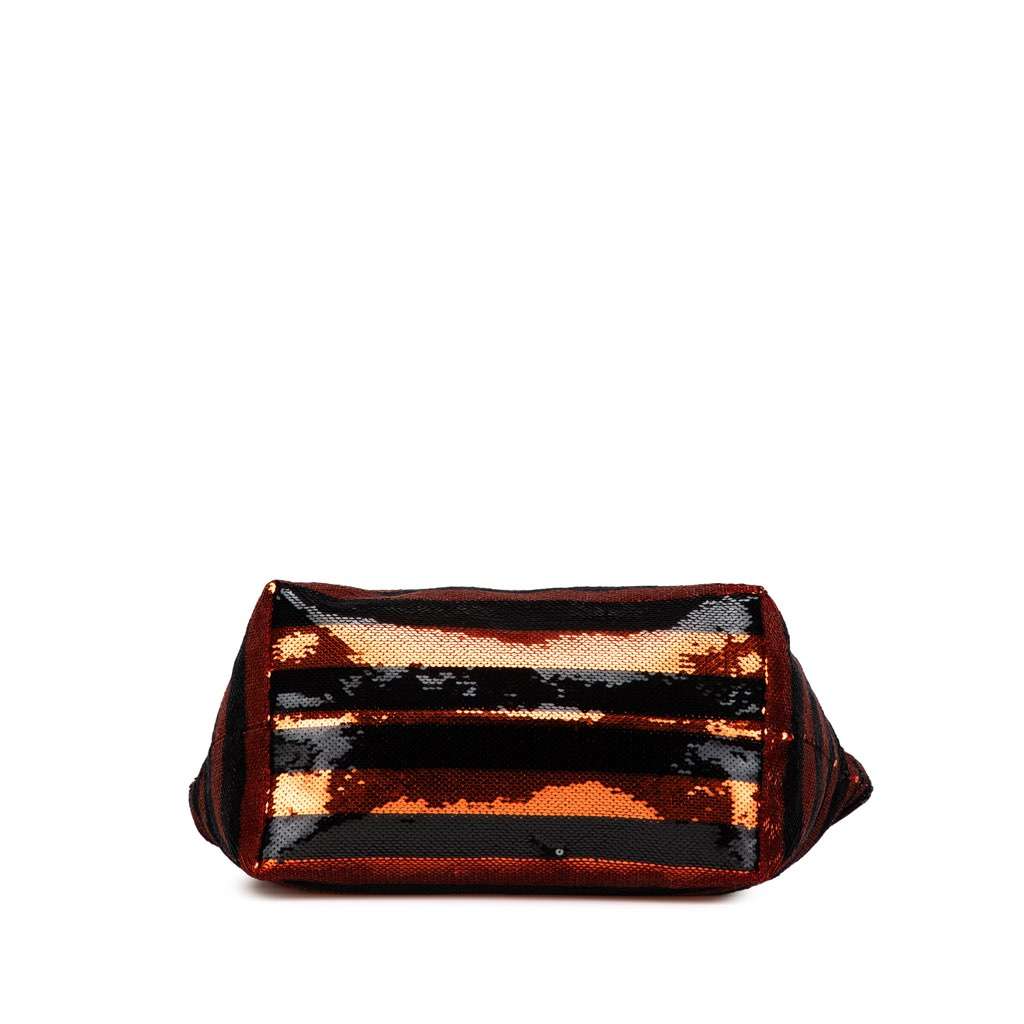 Prada Satin Sequin Stripes Tote Orange Satin Very good - Inside View