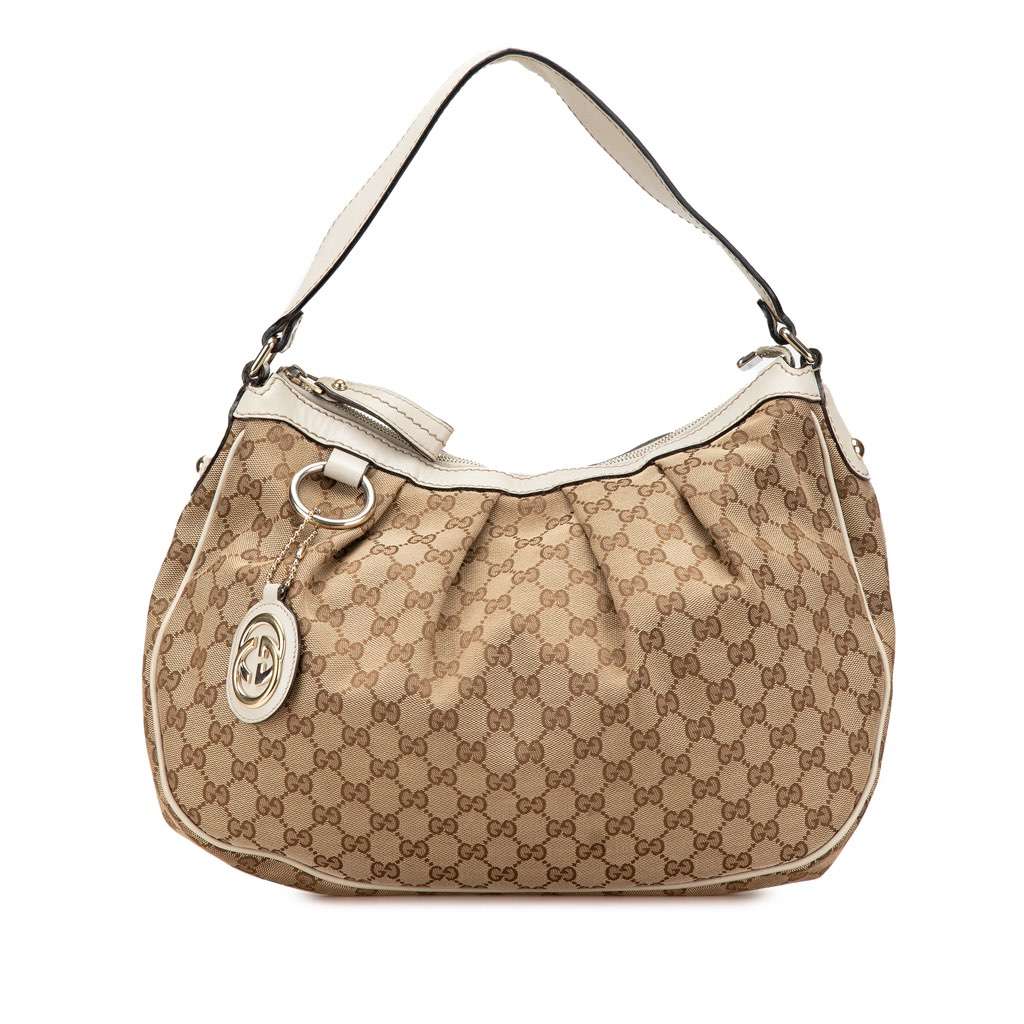 Gucci Medium GG Canvas Sukey Shoulder Bag Brown Canvas Very good condition - Front View