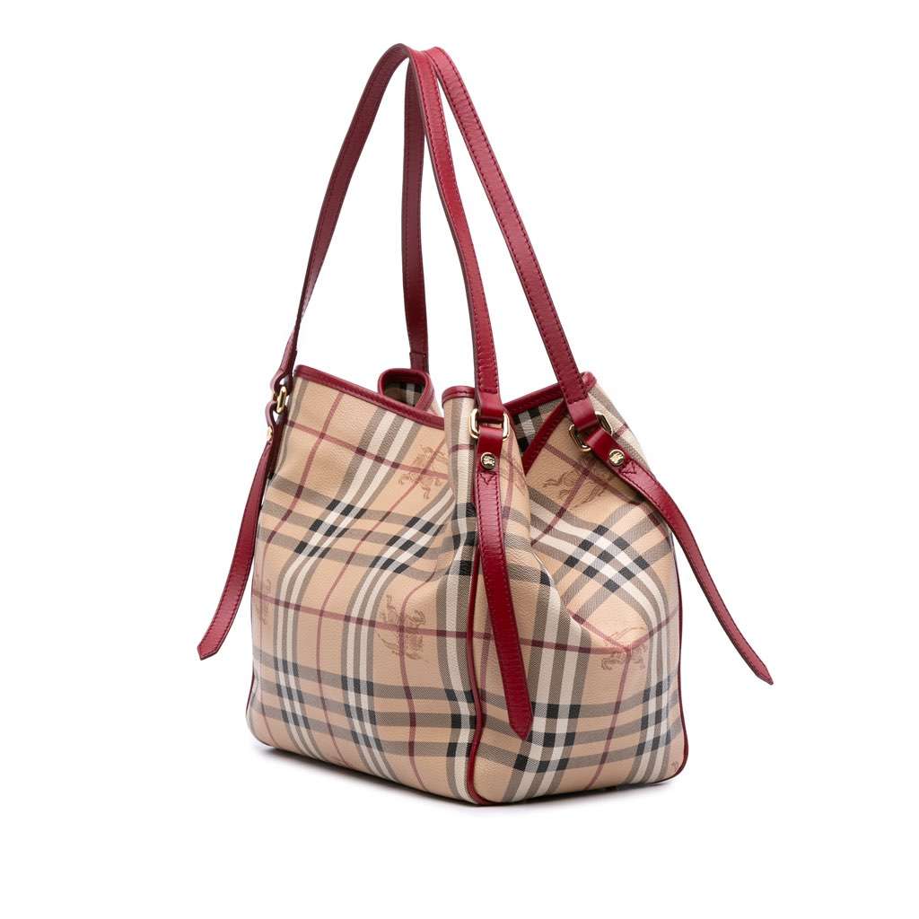 Burberry Small Haymarket Check Coated Canvas Canterbury Tote Brown Canvas Good - Back View