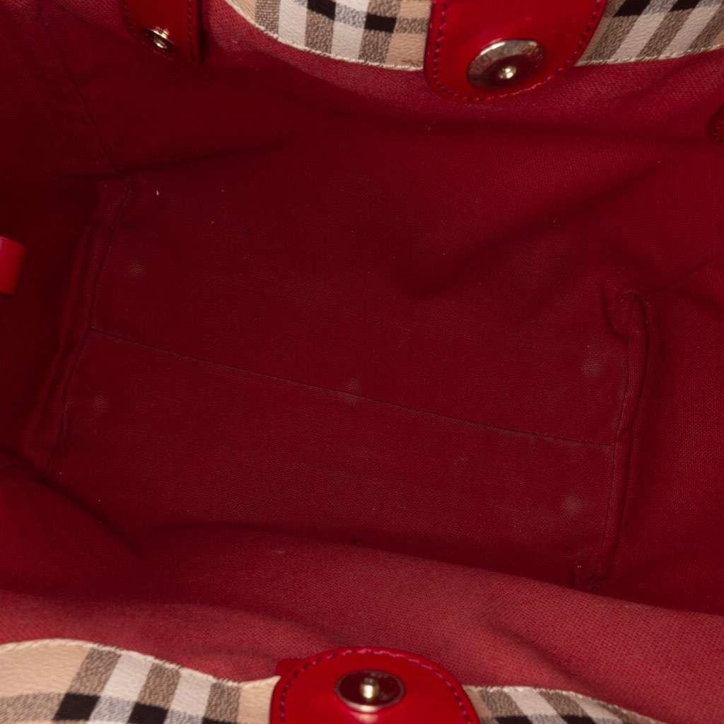 Burberry Small Haymarket Check Coated Canvas Canterbury Tote Brown Canvas Good - Model View
