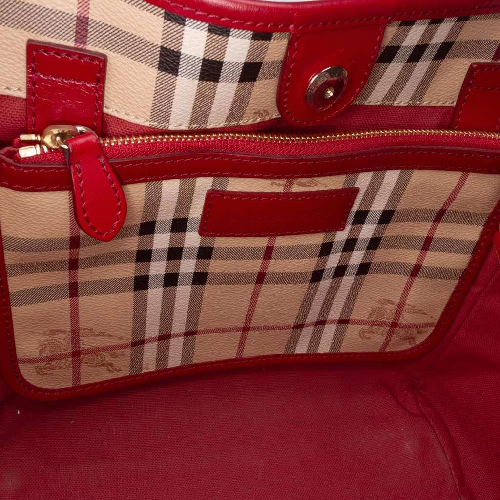 Burberry Small Haymarket Check Coated Canvas Canterbury Tote Brown Canvas Good - Box View