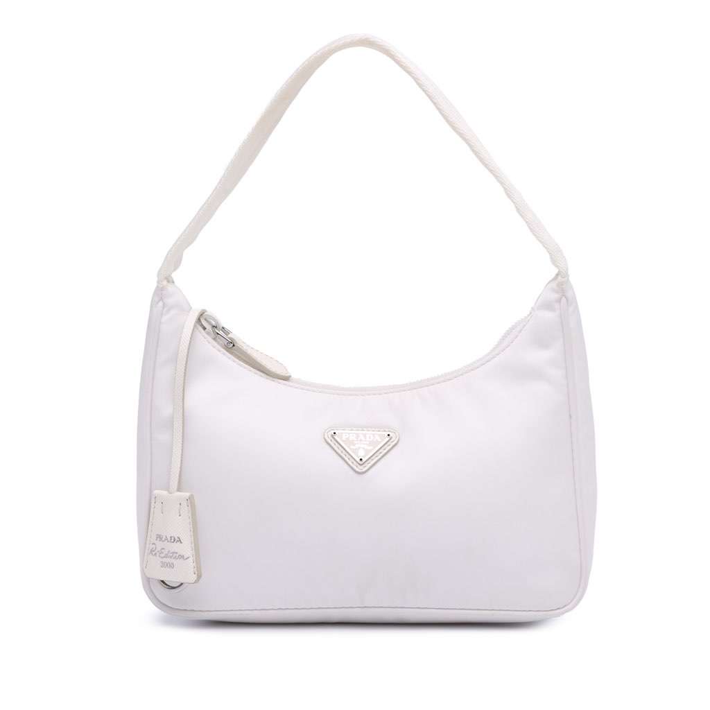 Prada Mini Re Nylon Re Edition 2000 Shoulder Bag White Good - Front View