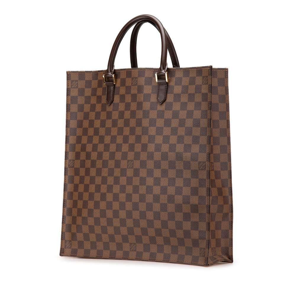 Louis Vuitton Damier Ebene Sac Plat Brown Canvas Good - Back View