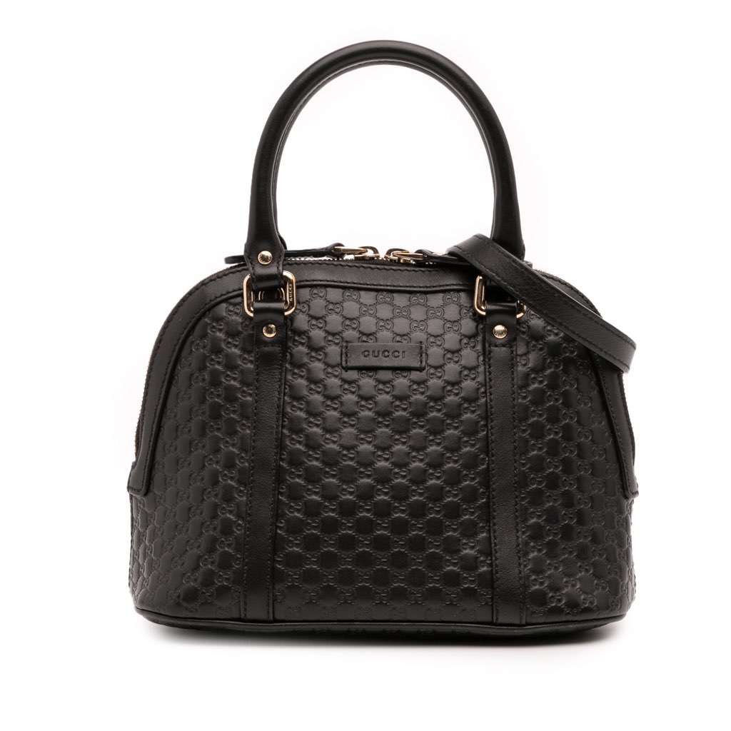 Gucci Mini Microguccissima Dome Satchel Black Leather Good - Front View