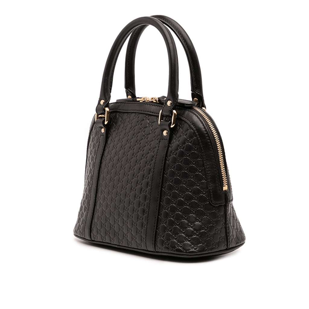 Gucci Mini Microguccissima Dome Satchel Black Leather Good - Back View