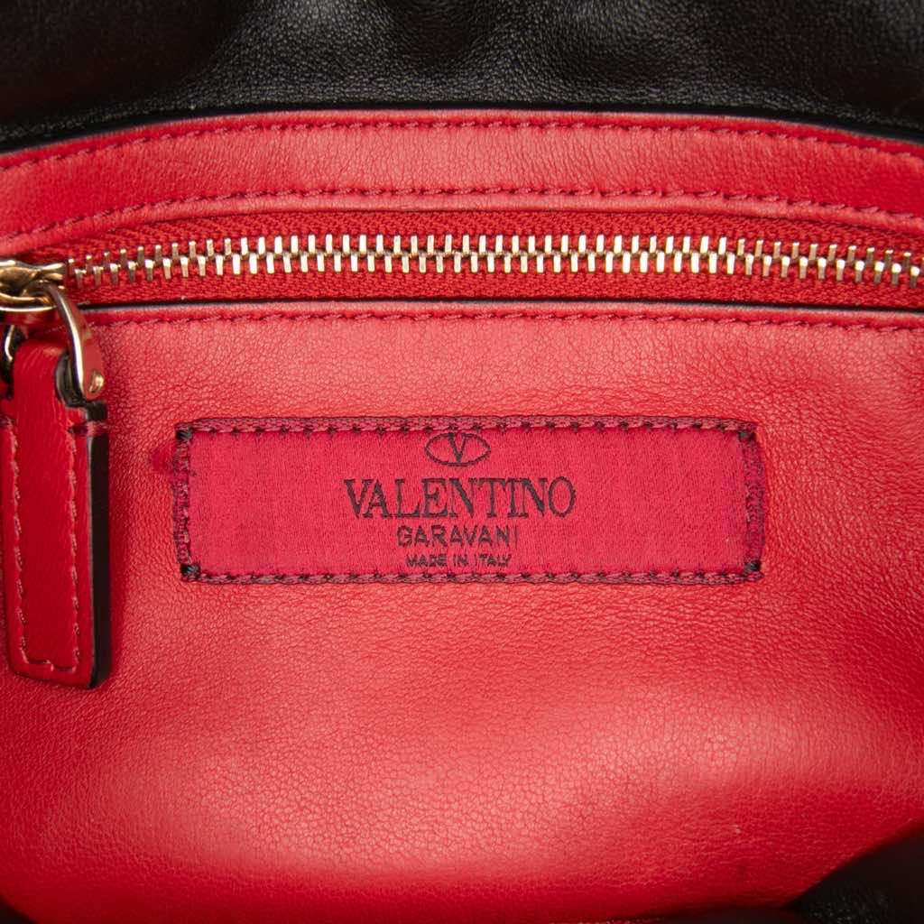 Valentino Medium Suede Rockstud Spike Satchel Black Leather Good condition - Box View