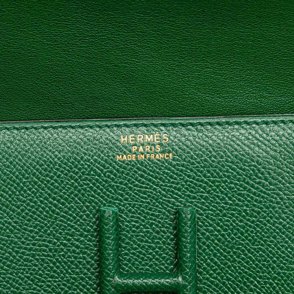 Hermès Epsom H Gaine Clutch Green Leather Good condition - Box View