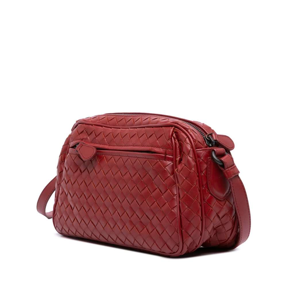 Bottega Veneta Leather Intrecciato Crossbody Red Leather Good condition - Back View