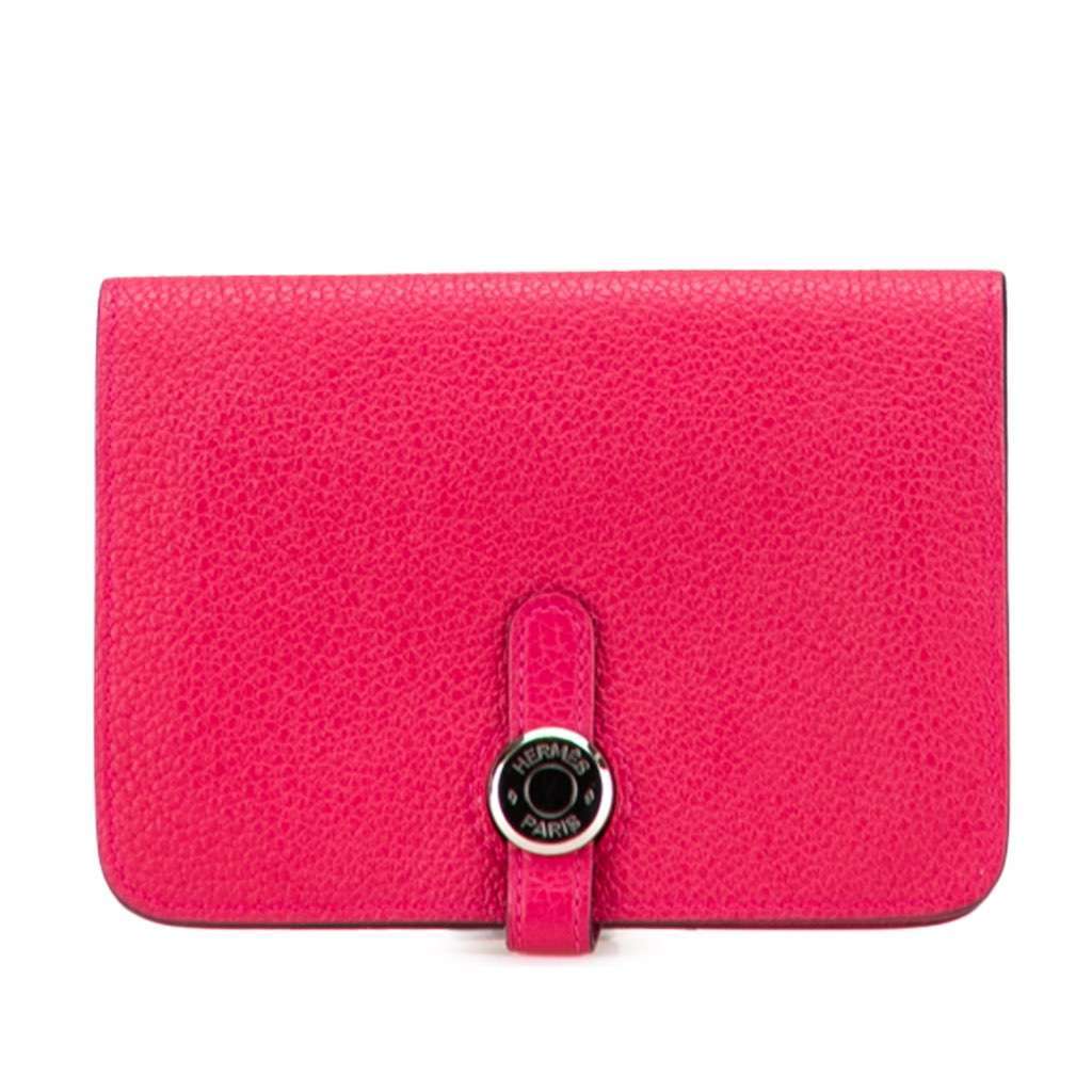 Hermès Togo Dogon Compact Wallet Pink Leather Good condition - Front View