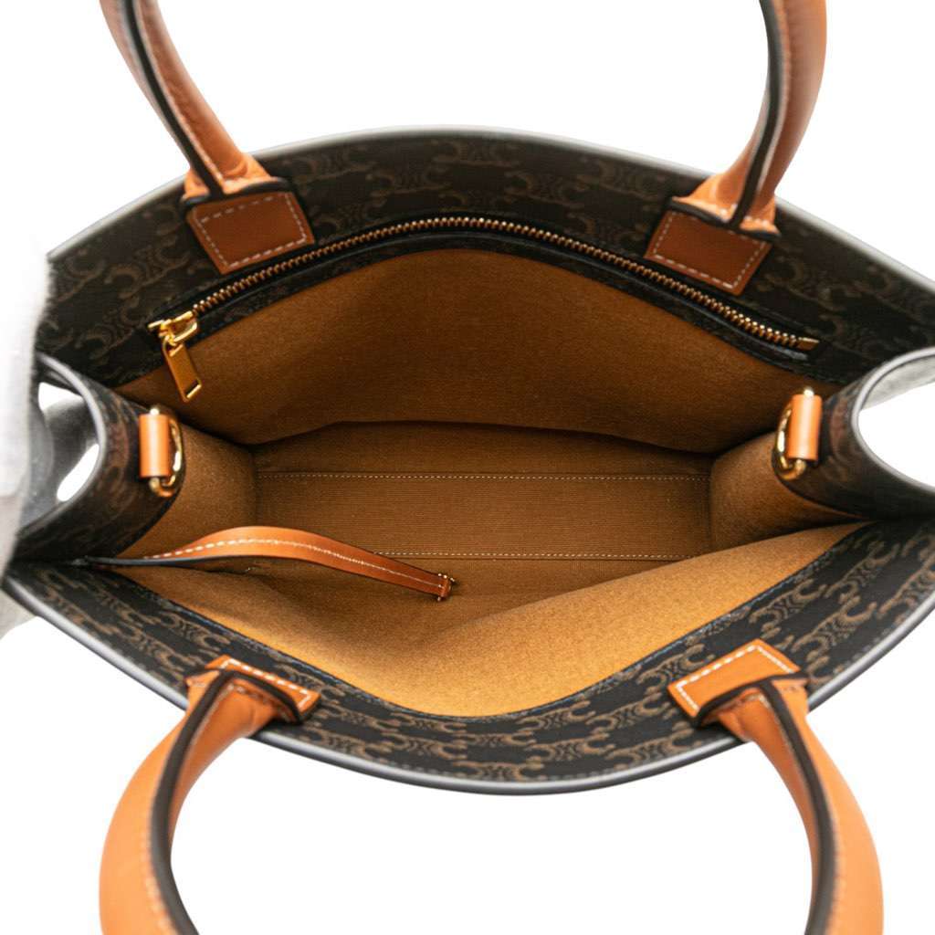 Celine Small Triomphe Coated Canvas Vertical Cabas Tote Brown Canvas Very good - Model View