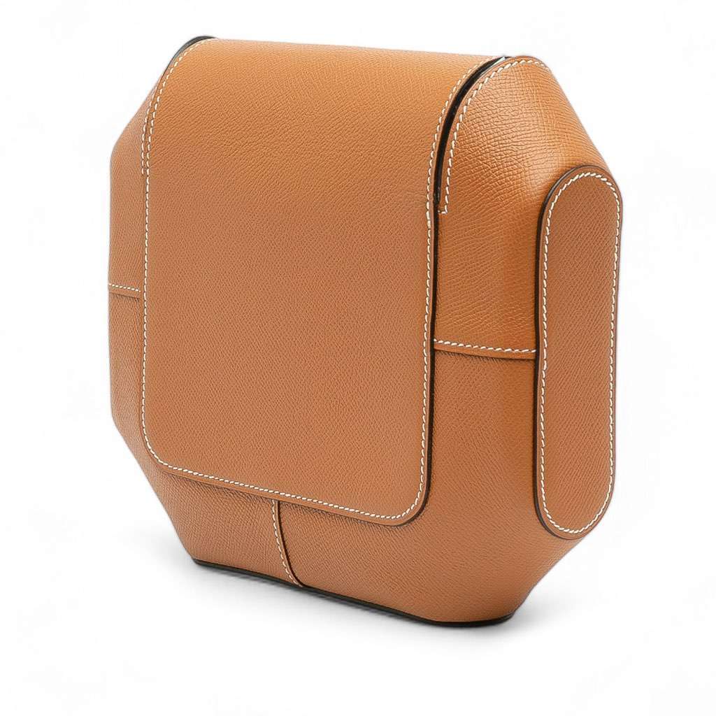 Hermès Epsom Octogone Clutch Brown Leather Good condition - Back View
