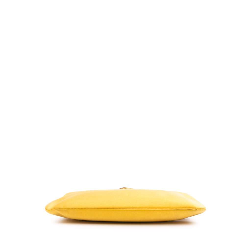 Chanel Satin Crystal Camellia Evening Frame Clutch Yellow Satin Very good - Inside View