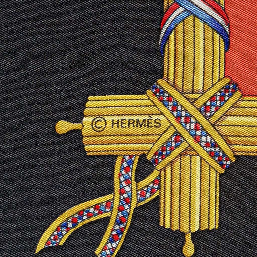 Hermès Republique Francaise Liberte Egalite Fraternite 1789 Silk Scarf Red Silk Good condition - Model View