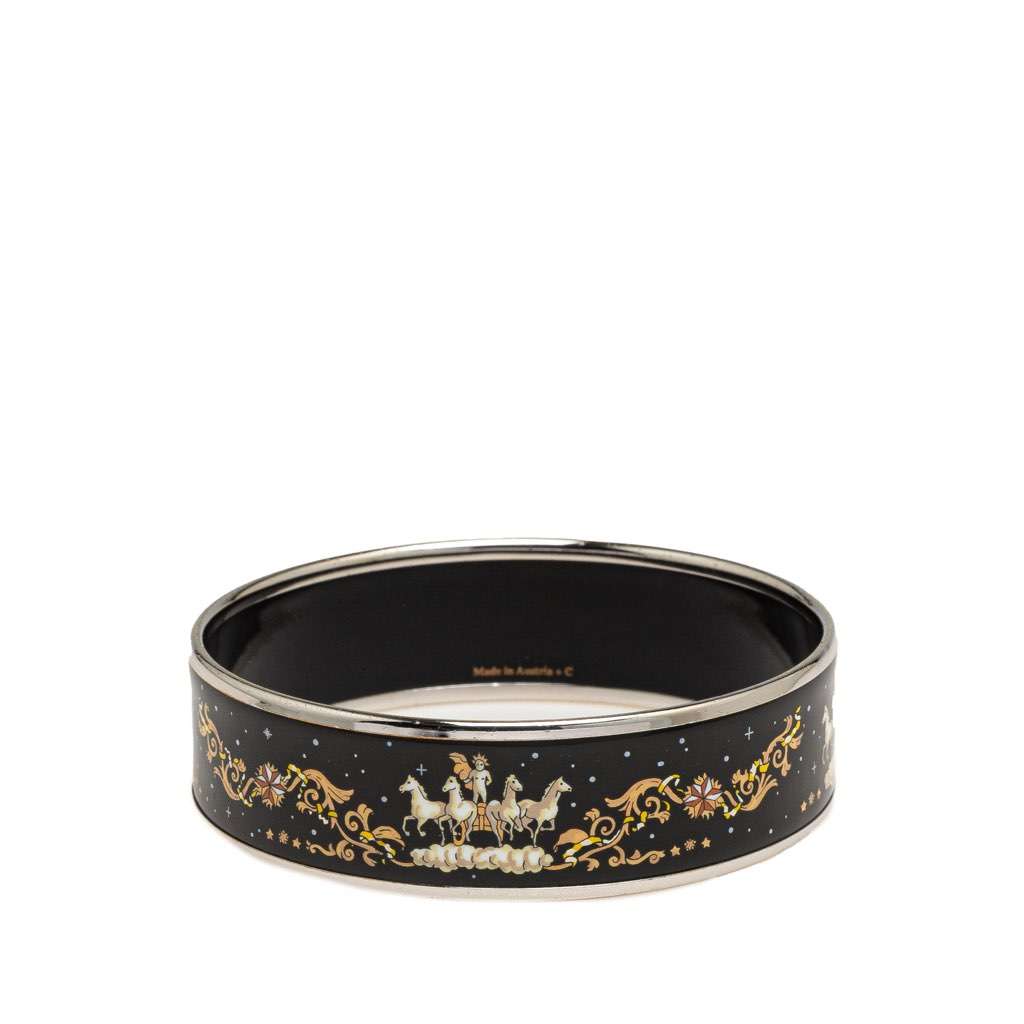Hermès Wide Enamel Cloisonne Bangle 65 Black Good condition - Inside View