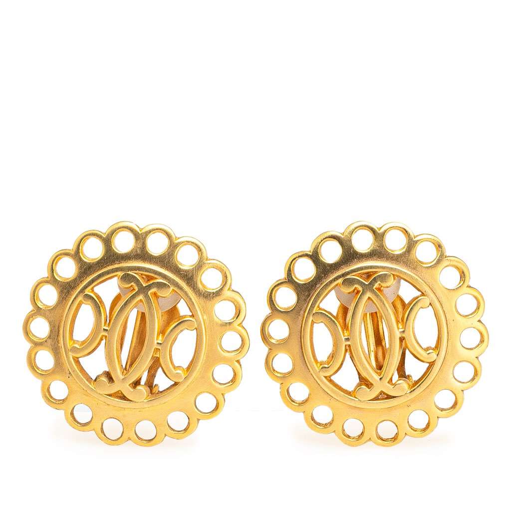 Hermès Gold Plated Bijouterie Fantaisie Clip on Earrings Gold Metal Good condition - Front View