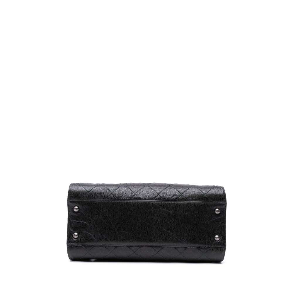 Chanel CC Quilted Crumpled Caviar Crave Tote Black Leather Good condition - Inside View