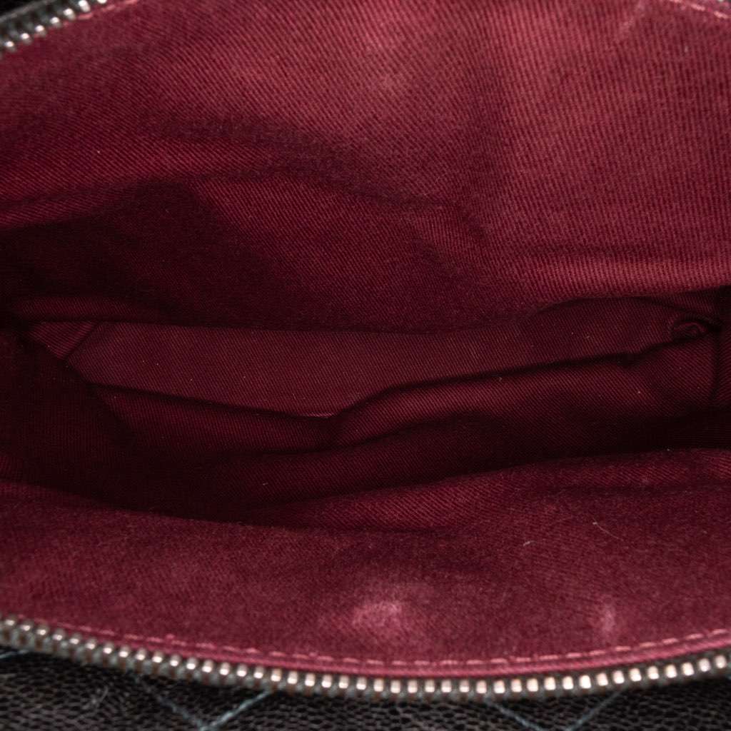 Chanel CC Quilted Crumpled Caviar Crave Tote Black Leather Good condition - Box View