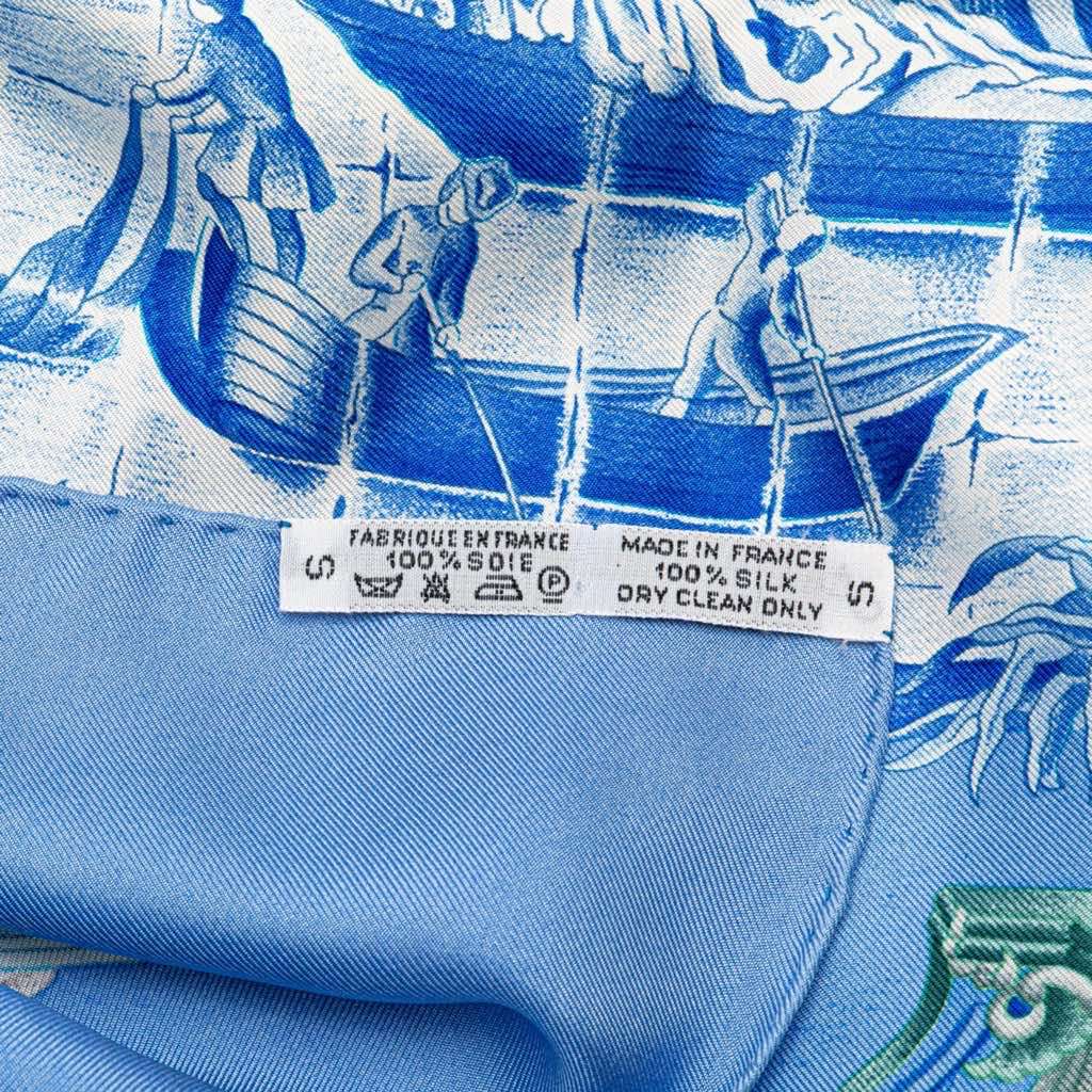 Hermès Azulejos Silk Scarf Blue Silk Good condition - Model View