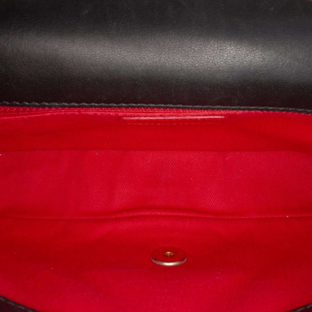 Chanel CC Quilted Lambskin Contrast Stitch Single Flap Black Leather Good - Model View