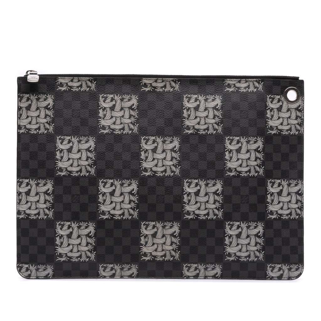 Louis Vuitton Christopher Nemeth Damier Graphite Rope Pochette Voyage GM Black Canvas Very good condition - Front View
