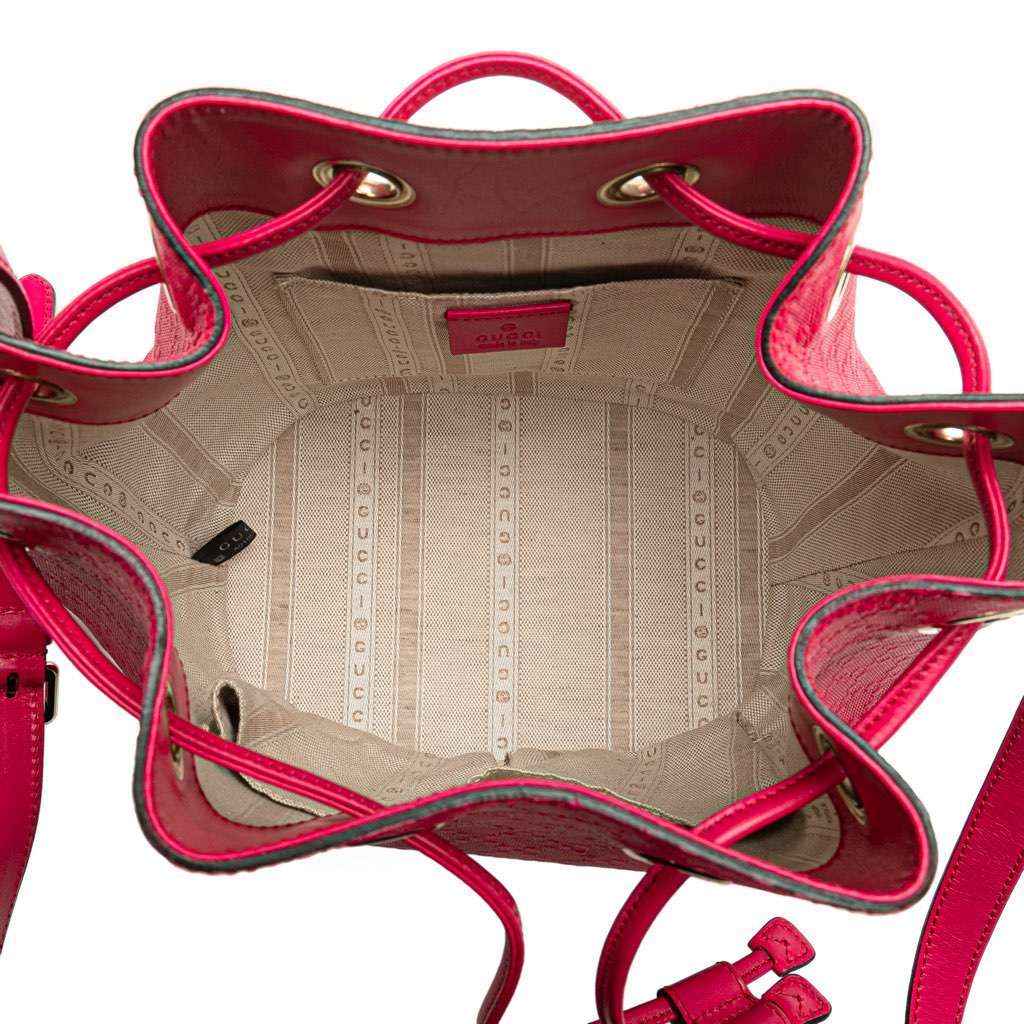 Gucci Diamante Leather Bright Bucket Bag Pink Leather Good - Model View