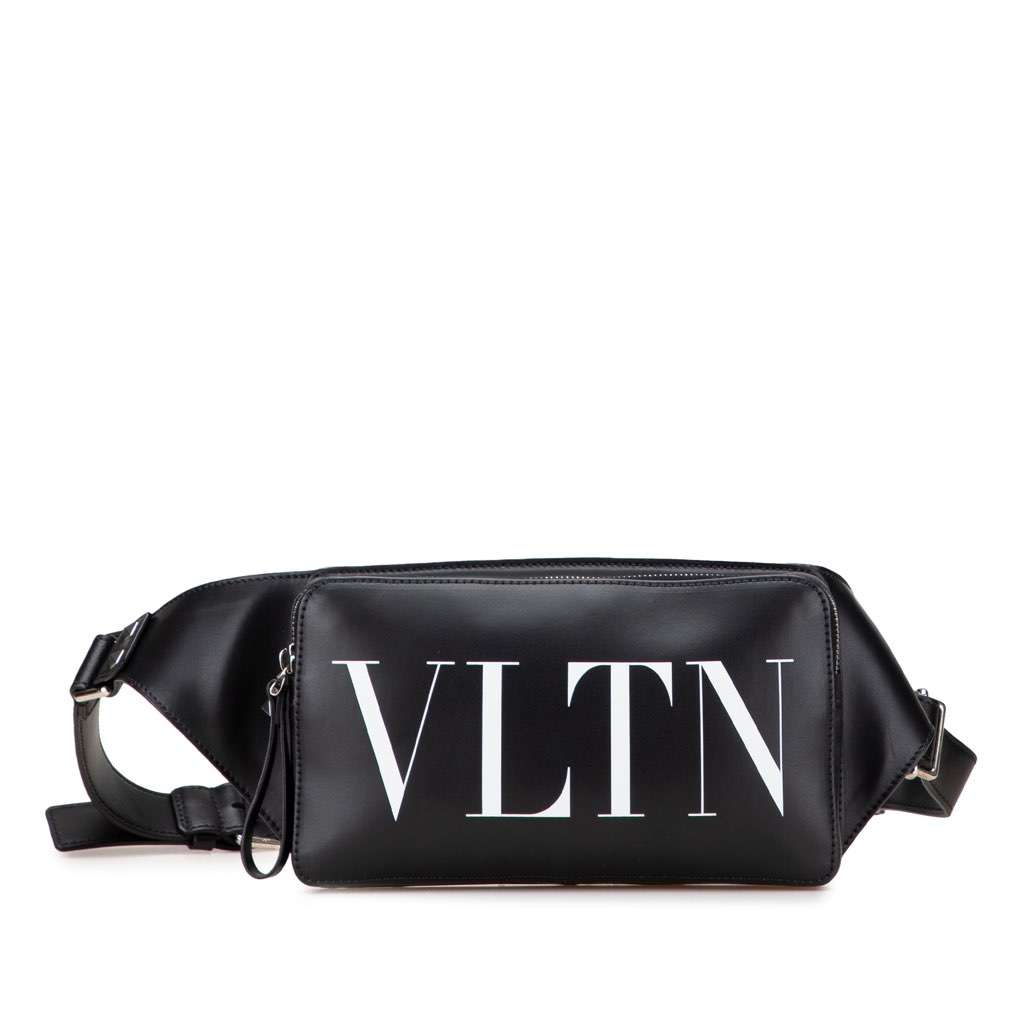 Valentino Leather VLTN Belt Bag Black Leather Good condition - Front View
