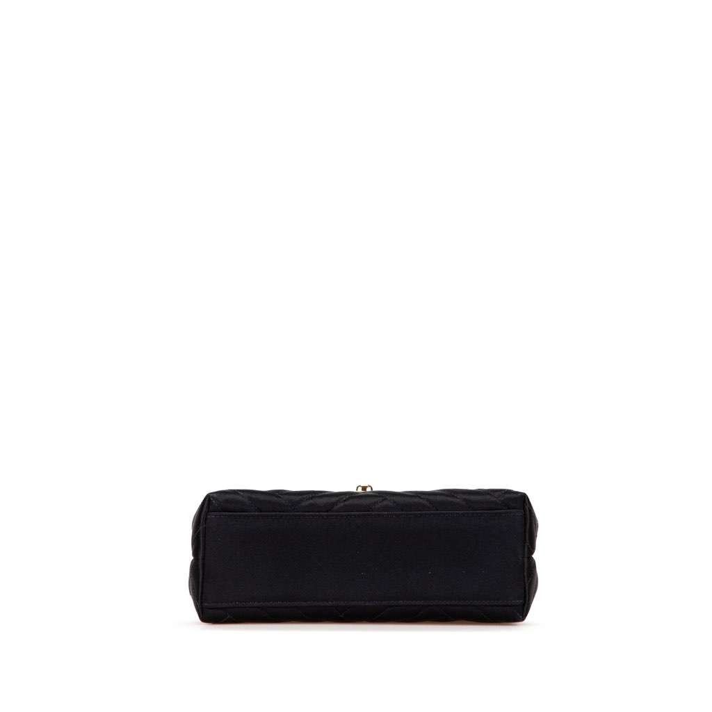 Chanel Mini Square Diagonal Quilted Satin Single Flap Black Satin Very good - Inside View