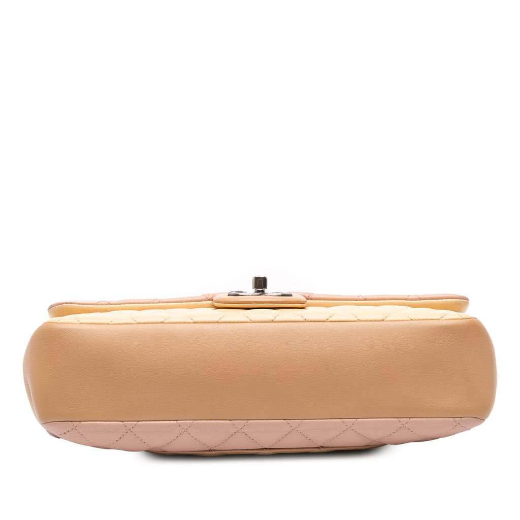 Chanel Medium Classic Tricolor Lambskin Single Flap Pink Leather Fair - Inside View