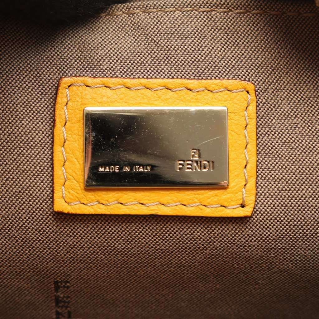 Fendi Zucchino Canvas F Charm Crossbody Brown Canvas Good - Model View