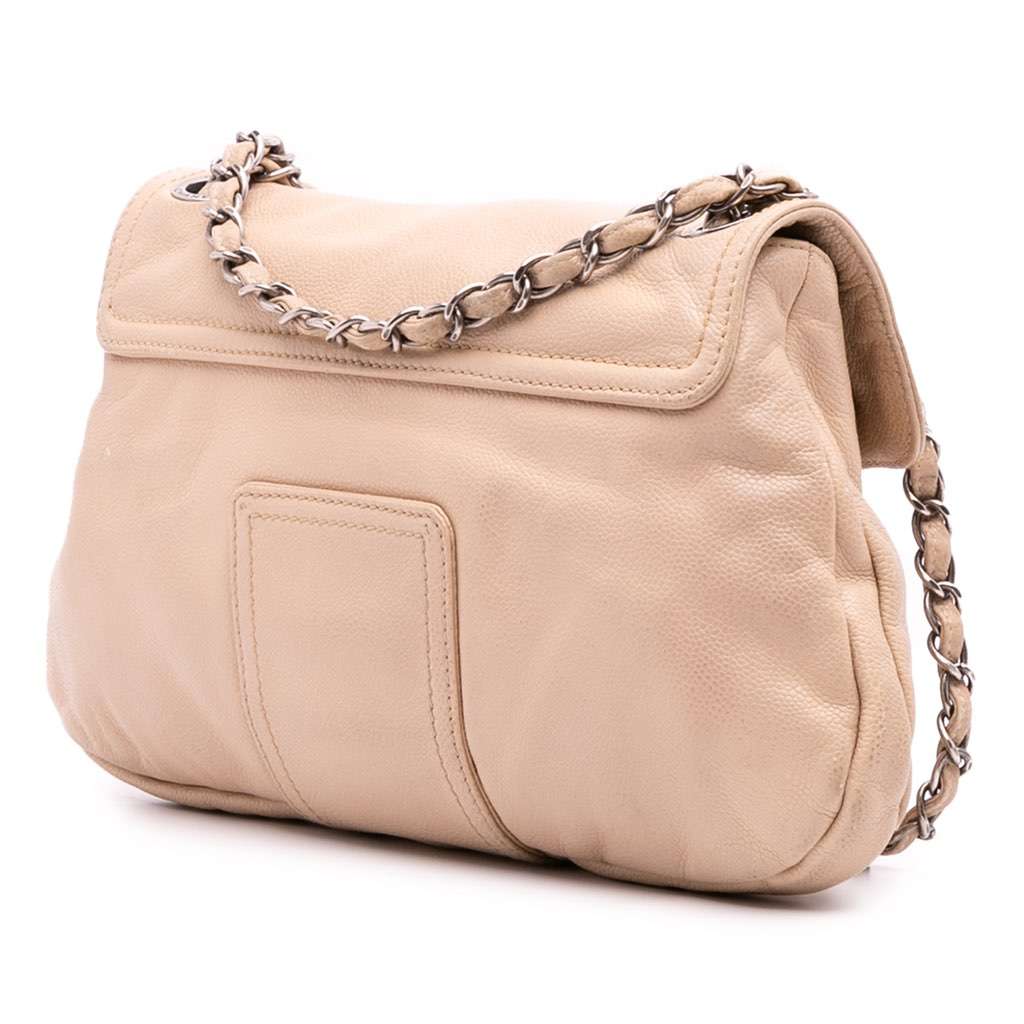Chanel Caviar Coco Rider Flap Brown Leather Fair - Back View