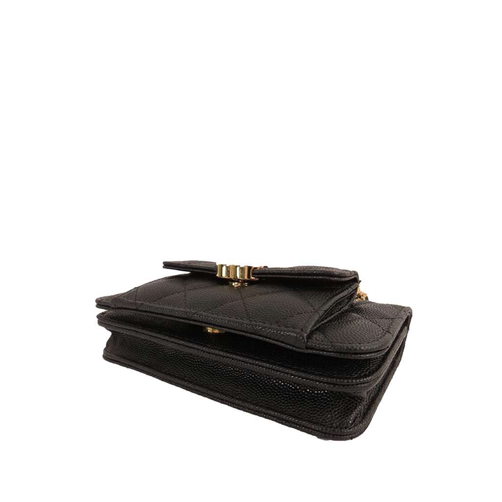 Chanel CC Quilted Caviar Pocket Twins Clutch with Chain Black Leather Good condition - Inside View