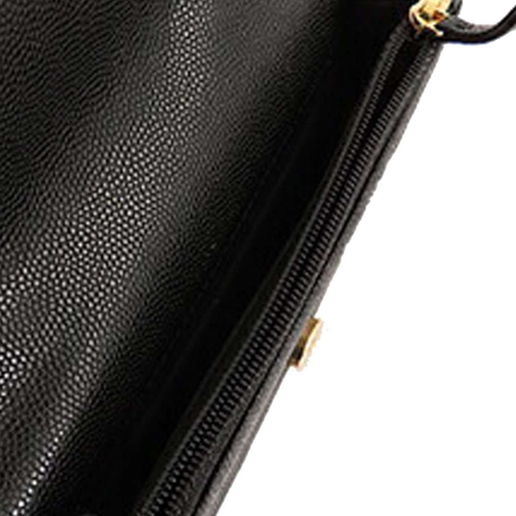 Chanel CC Quilted Caviar Pocket Twins Clutch with Chain Black Leather Good condition - Model View