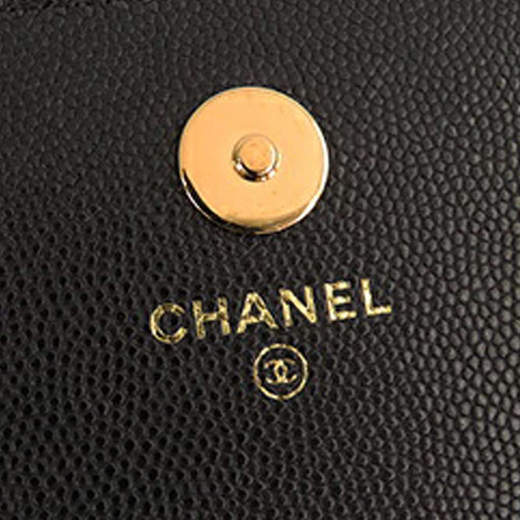 Chanel CC Quilted Caviar Pocket Twins Clutch with Chain Black Leather Good condition - Box View