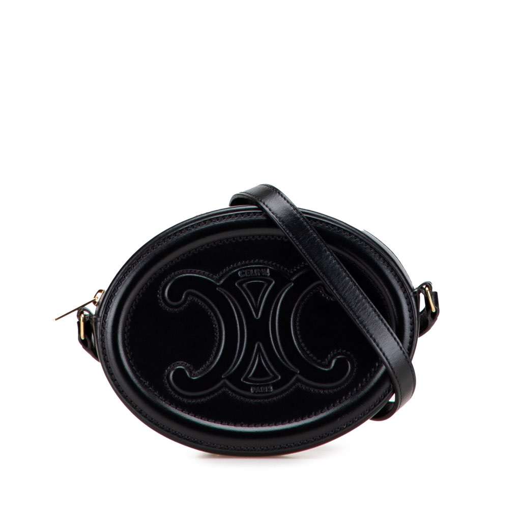 Celine Small Calfskin Cuir Triomphe Oval Crossbody Black Leather Very good - Front View