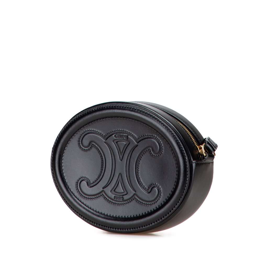 Celine Small Calfskin Cuir Triomphe Oval Crossbody Black Leather Very good - Back View