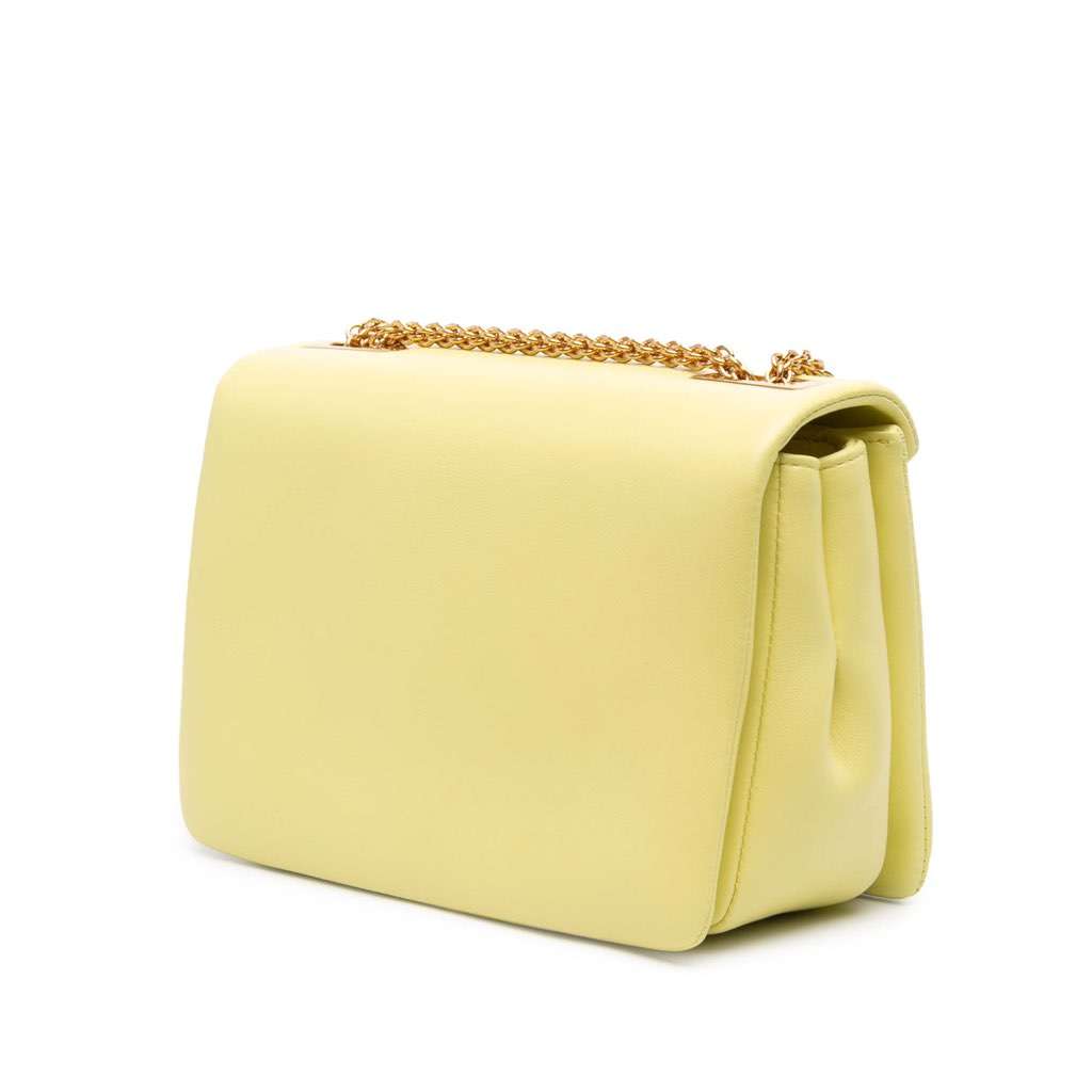 Valentino Nappa One Stud Chain Shoulder Bag Yellow Leather Very good condition - Back View