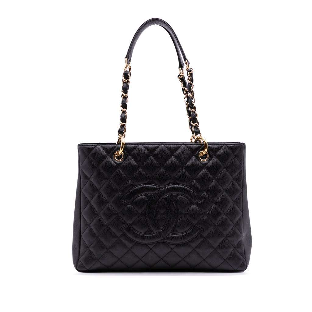 Chanel Caviar Grand Shopping Tote Black Leather Good condition - Front View