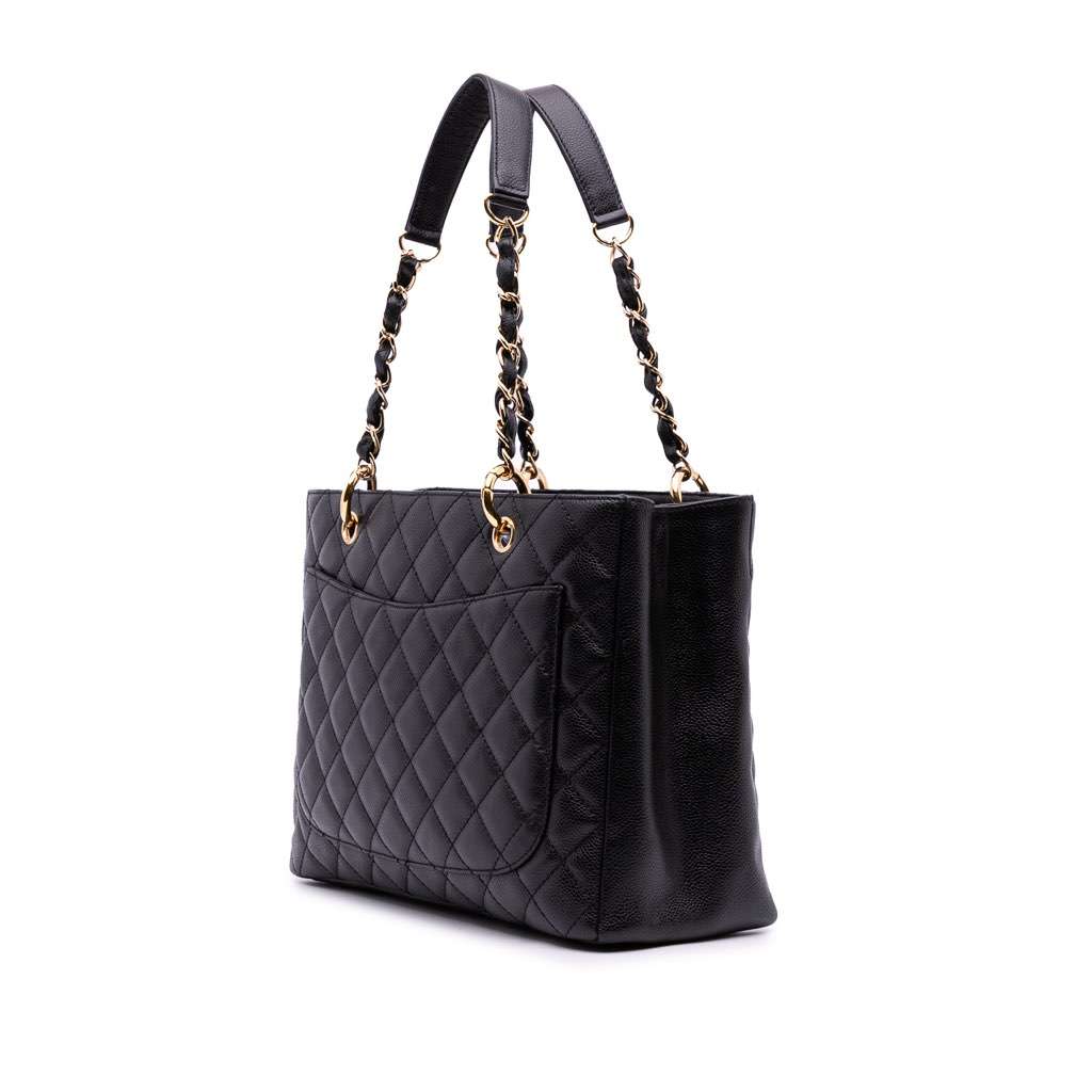Chanel Caviar Grand Shopping Tote Black Leather Good condition - Back View