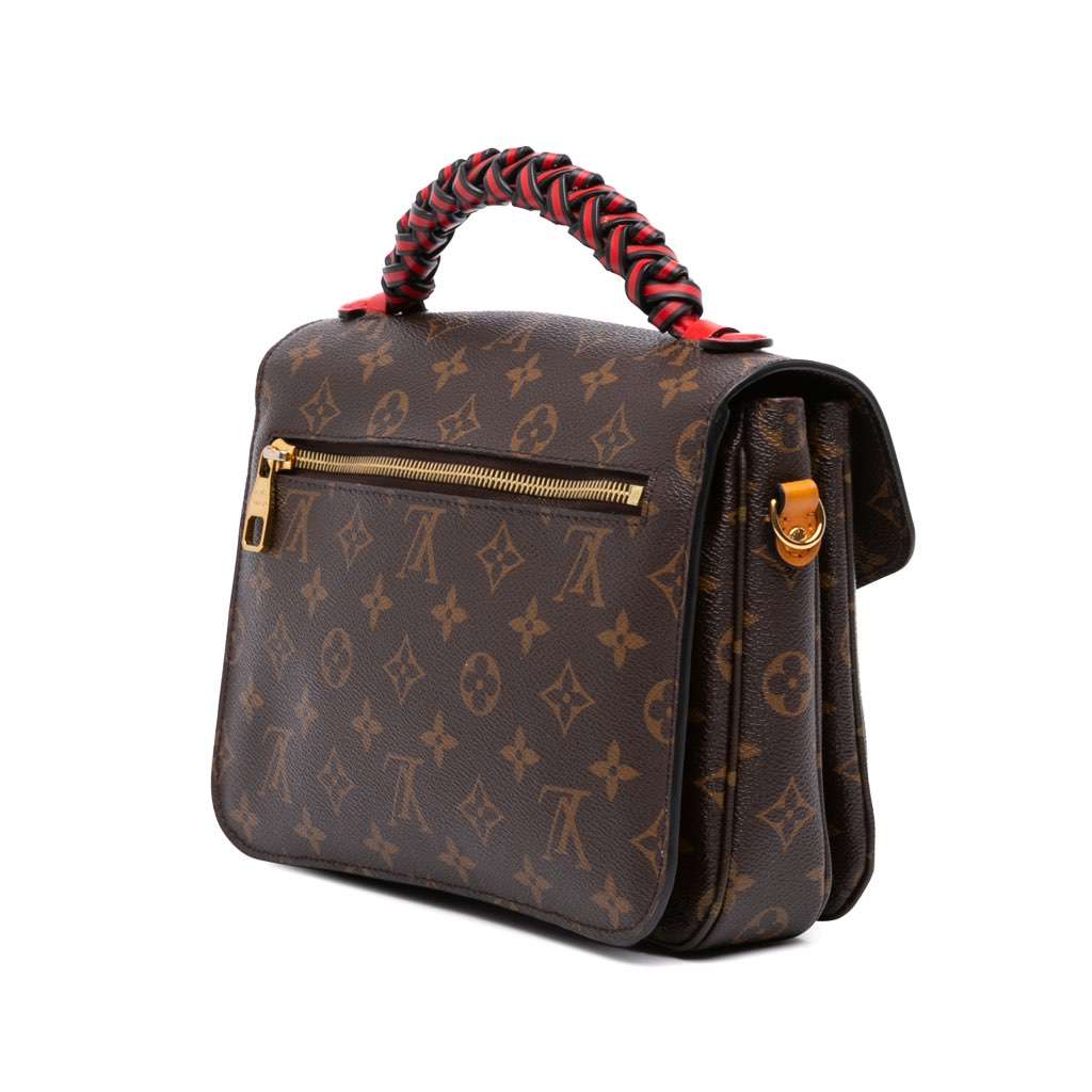 Louis Vuitton Monogram Braided Pochette Metis Brown Canvas Good - Back View