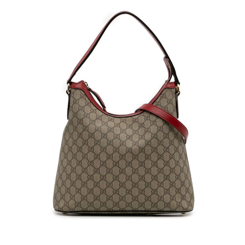 Gucci GG Supreme Linea A Satchel Brown Canvas Good - Front View