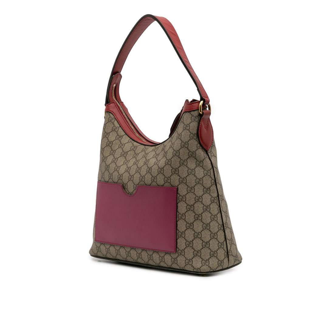 Gucci GG Supreme Linea A Satchel Brown Canvas Good - Back View