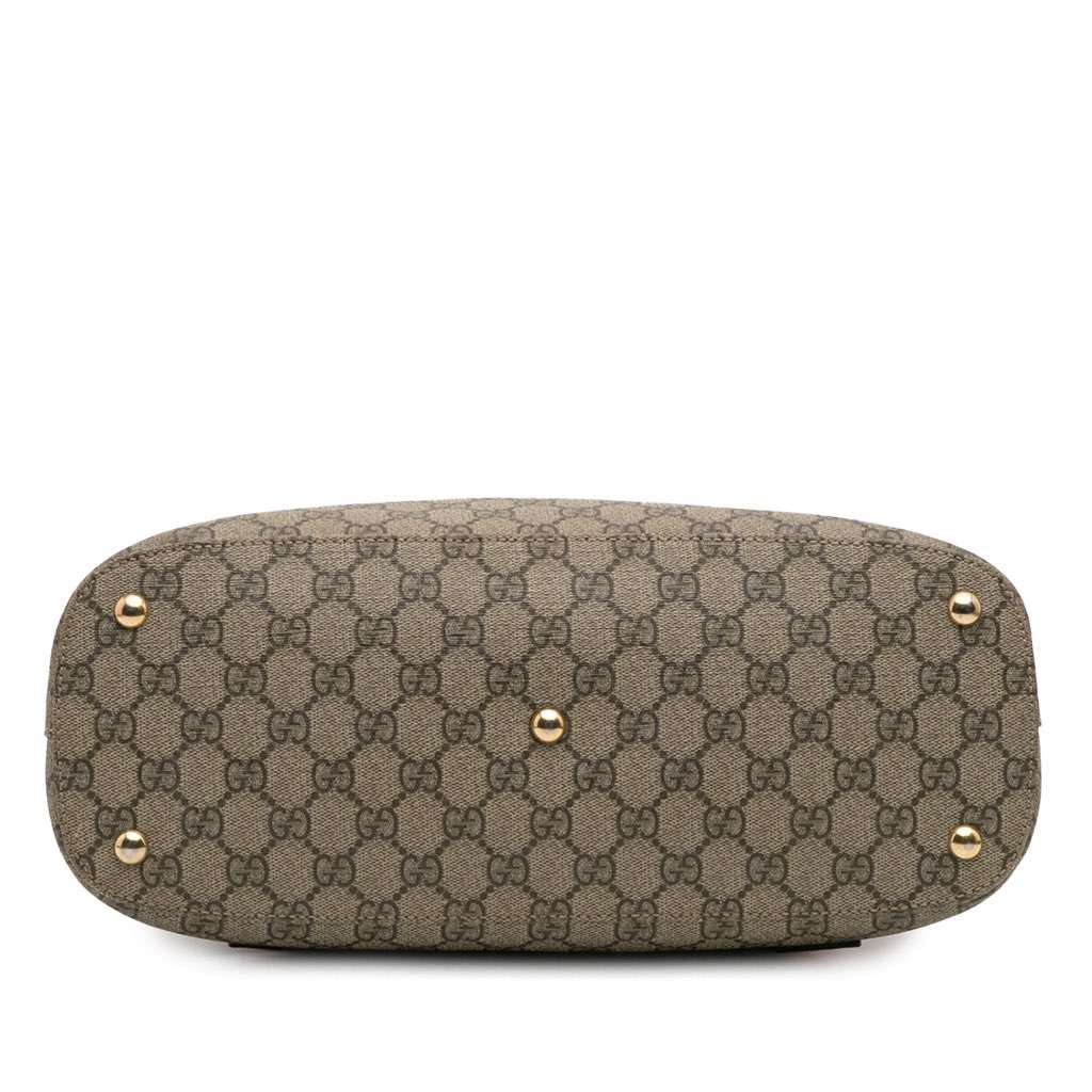 Gucci GG Supreme Linea A Satchel Brown Canvas Good - Inside View