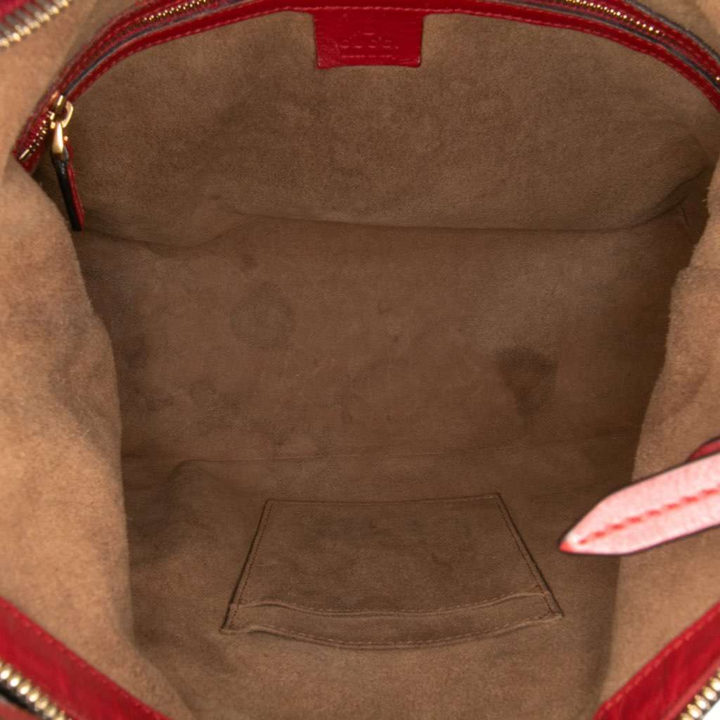 Gucci GG Supreme Linea A Satchel Brown Canvas Good - Model View