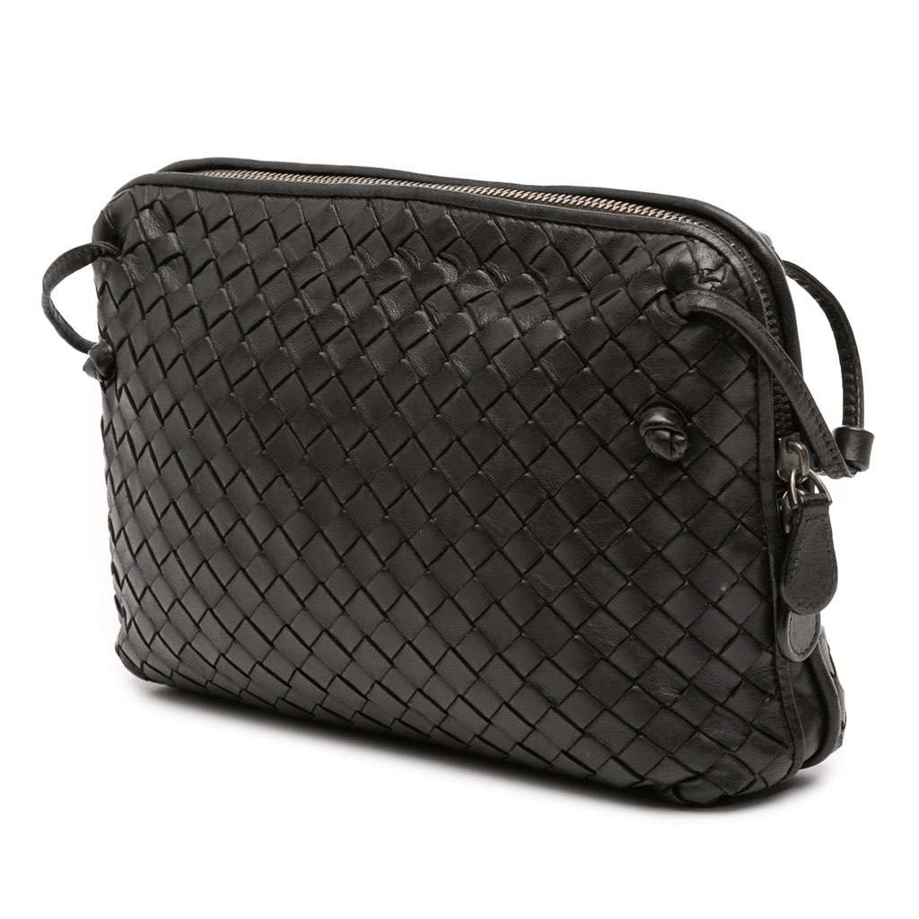 Bottega Veneta Nappa Intrecciato Nodini Crossbody Black Leather Good - Back View