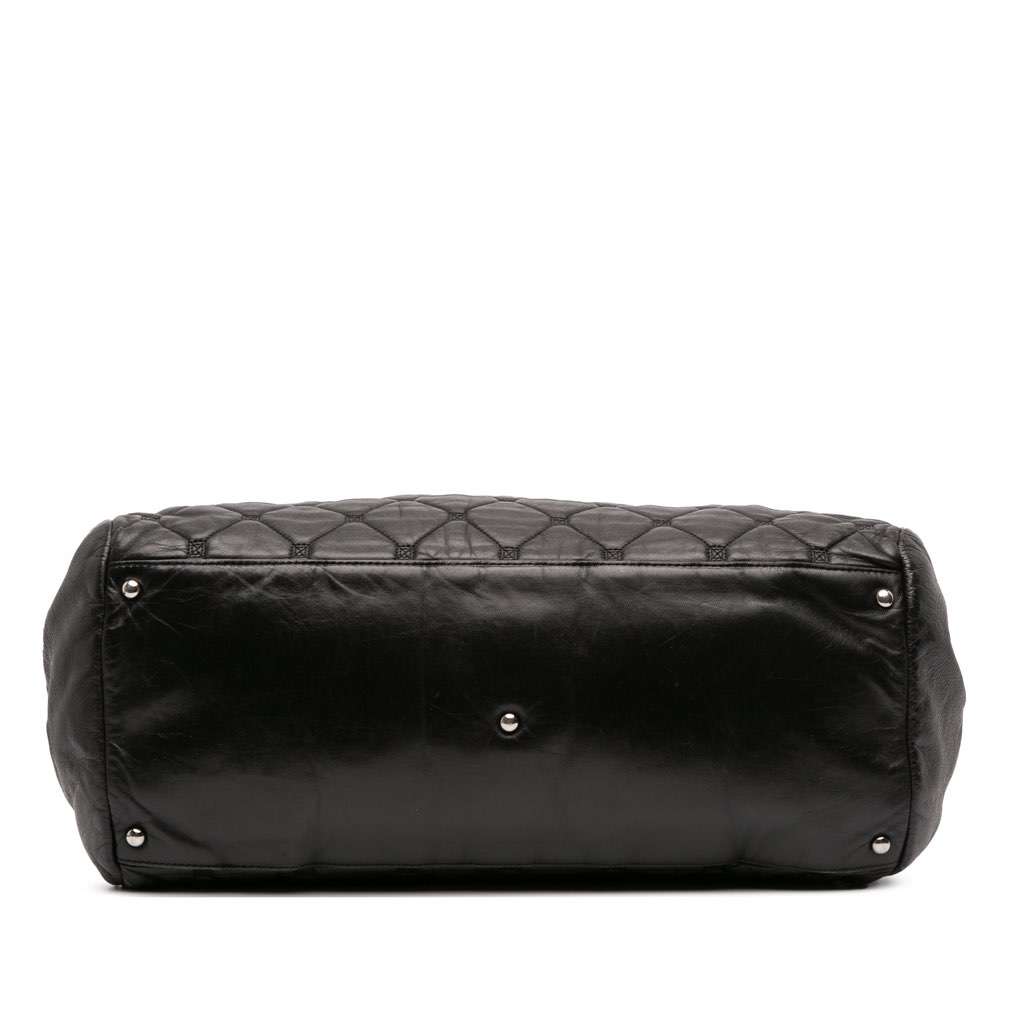 Chanel Quilted Lambskin Hidden Chain Bowler Bag Black Leather Very good condition - Inside View