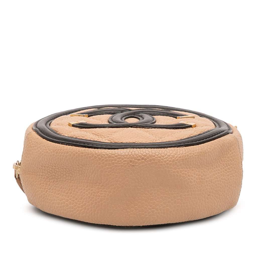 Chanel Caviar CC Filigree Round Crossbody Brown Leather Good condition - Inside View