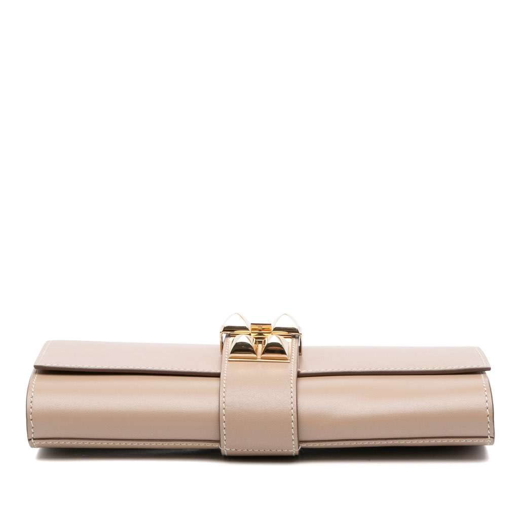 Hermès Tadelakt Medor Clutch 23 Brown Leather Good condition - Inside View
