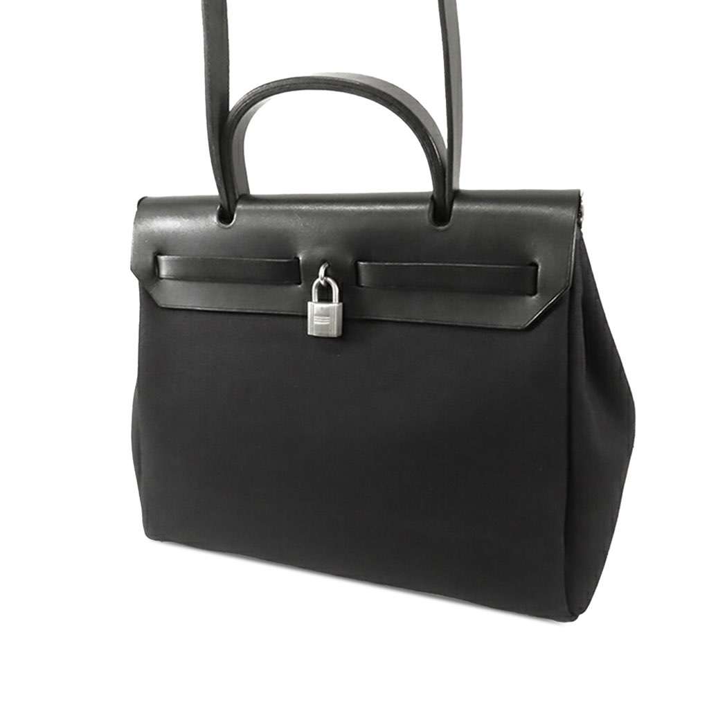 Hermès Toile Herbag 31 Black Canvas Good condition - Front View