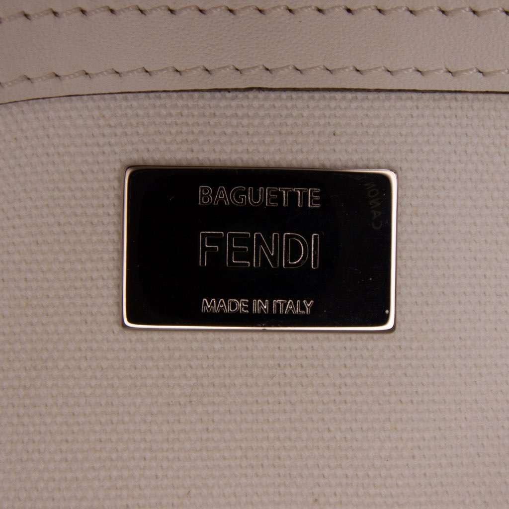 Fendi Zucca Embroidered Canvas Baguette Satchel White Canvas Very good - Box View
