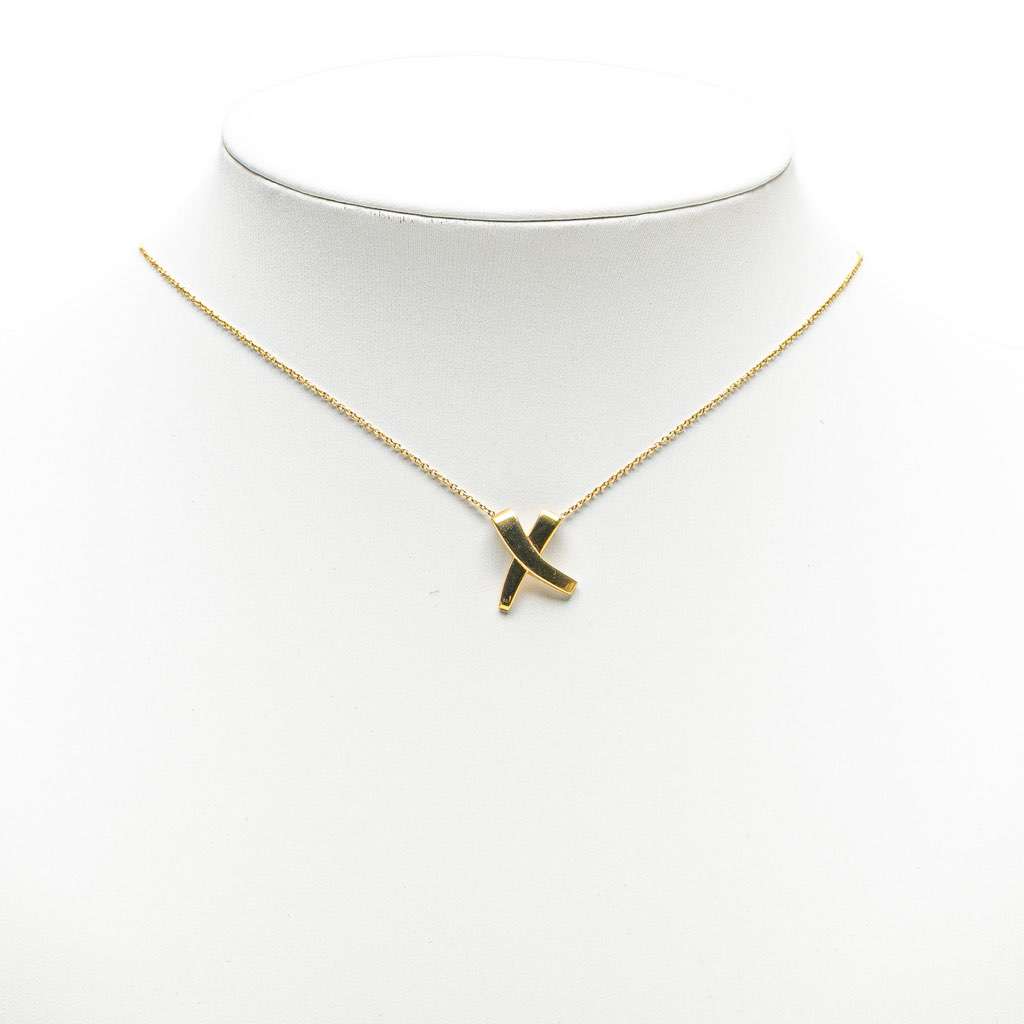 Tiffany & Co Paloma Picasso 18K Yellow Gold X Kiss Necklace Gold Gold Good condition - Box View